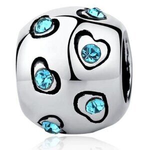 Blue Zircon Heart Charm